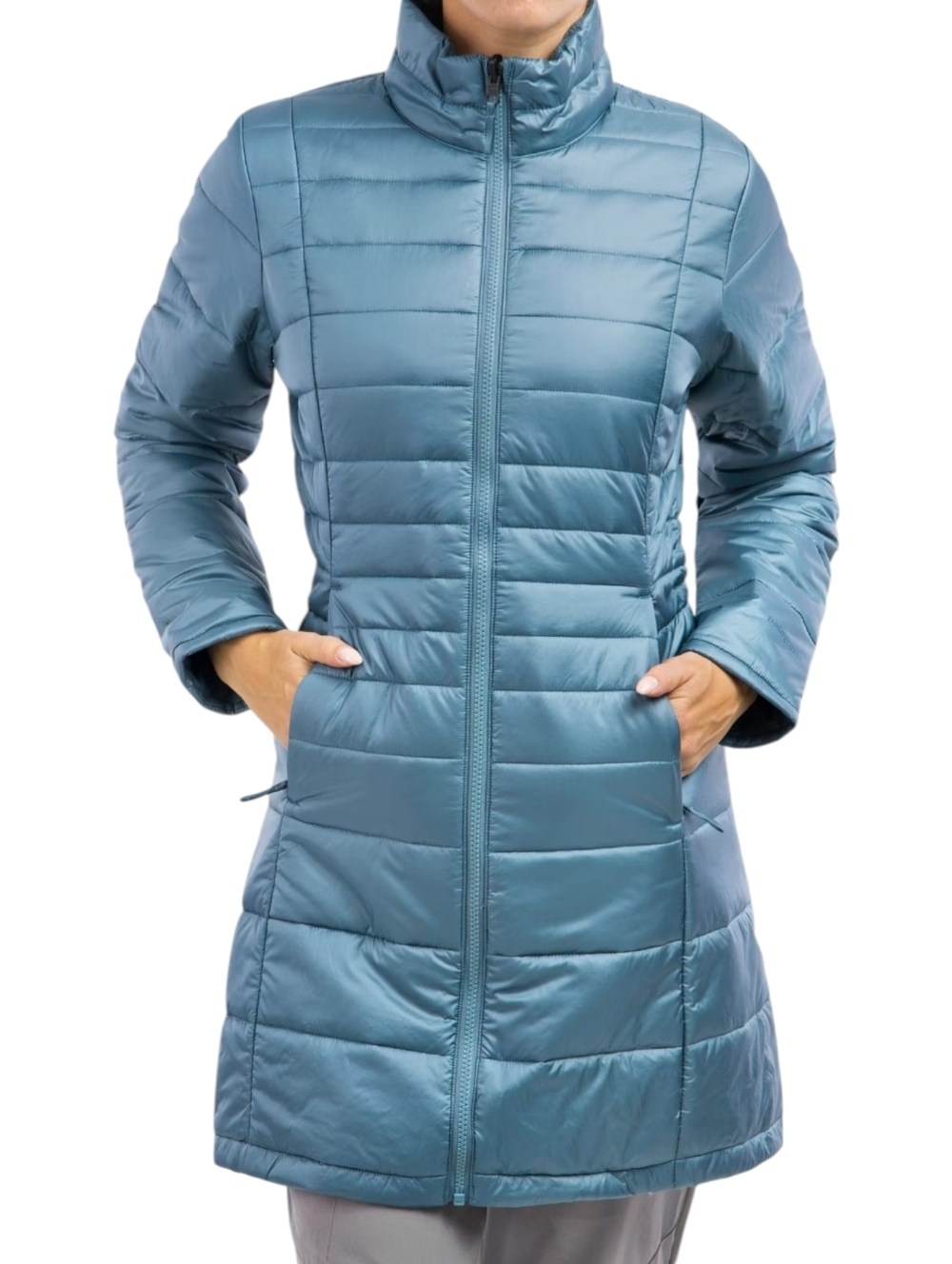 Patagonia Quilted Puffer Jacket Longline Full Zip Deep Tidewater Teal Size XS